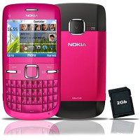 Celular Nokia C3 GSM Quadriband, Teclado Qwerty, QuadriBand, Wi-Fi, Câmera 2.0MP, MP3 Player, Rádio FM e Cartão de 2GB, Rosa/Preto